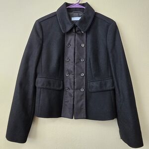 STRENESSE Black Blazer Jacket Coat Women's Size 10 US WOOL Shawl‎ Lapel